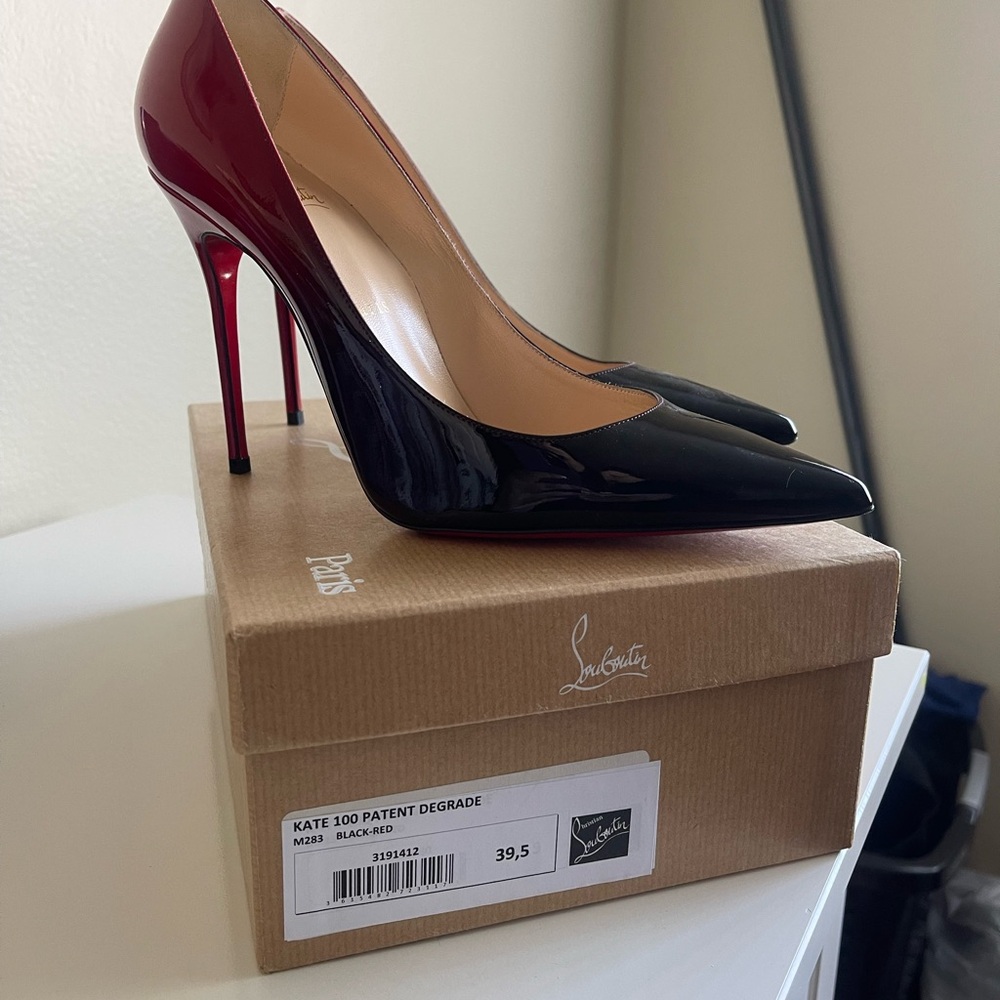 Christian Louboutin Black and Red Patent Heels